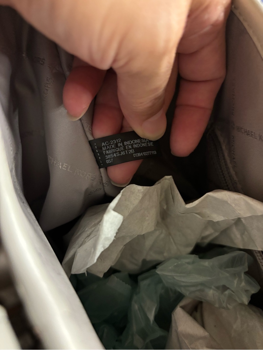 Michael Kors Light Gray Signature Tote with Logo Charm - Picture 9 of 10